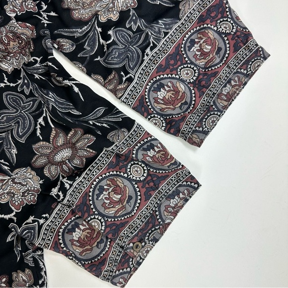 Lucky Brand Women’s Tunic Sz 1X Black Floral V Neck Long Sleeve Boho Blouse - Picture 8 of 8